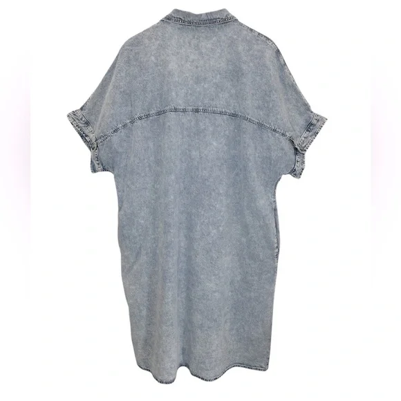 Boutique Denim Shirt Dress Light Wash Collared Button Down Utility Normcore XL - Picture 5 of 12